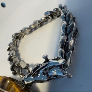 Dragon's Grasp - Stainless Steel Tail Biting Dragon Bracelet, Claw Toggle Clasp